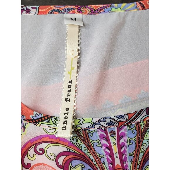 Uncle Frank Bell‎ Sleeve Tunic Top Size Med Paisley Coral Color - Picture 6 of 7